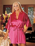 Short robe in charmeuse, plus size